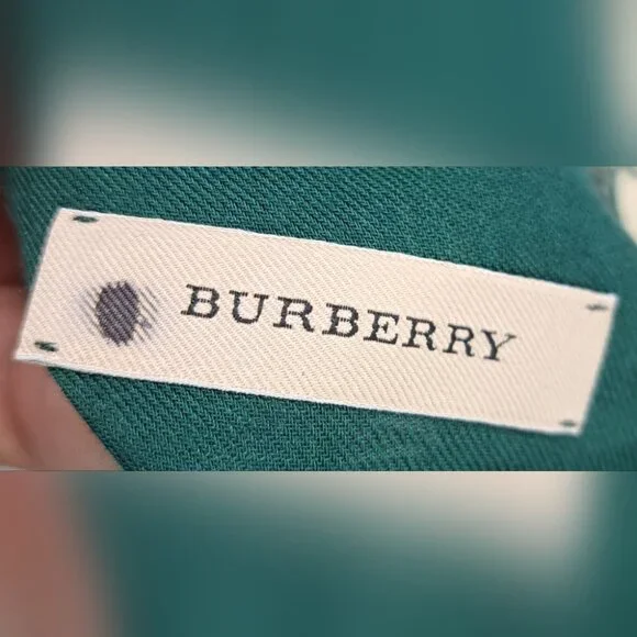Burberry Women´s Scarf Wrap Shawl Check Dark Green Wool Silk Italy 46